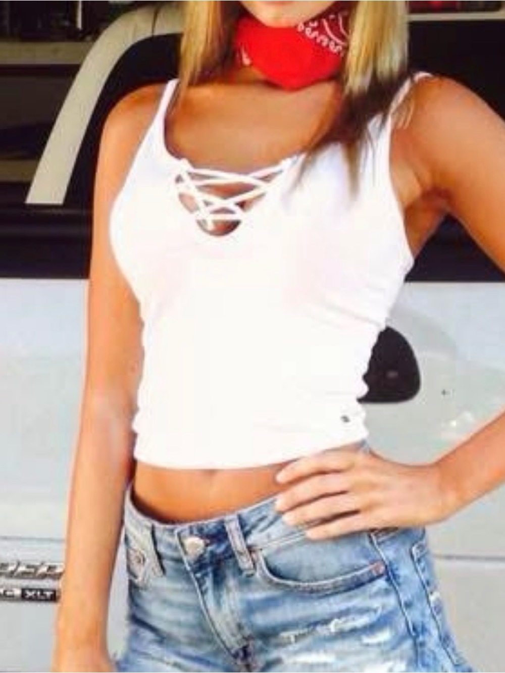 American Eagle White Crop Tank
